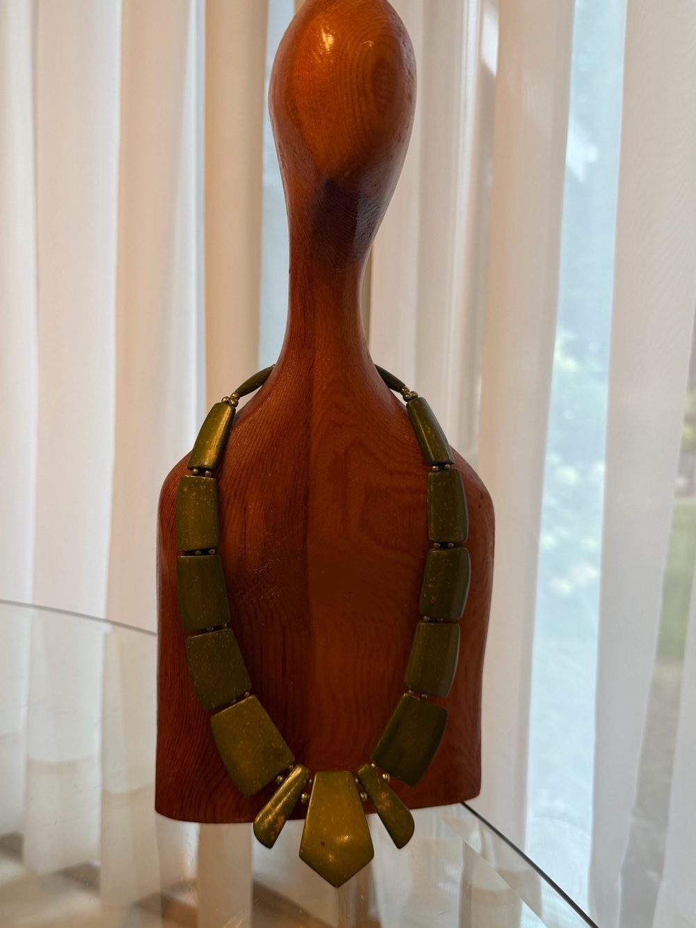 Statement Olive Green Bead Necklace - Women Accessories
